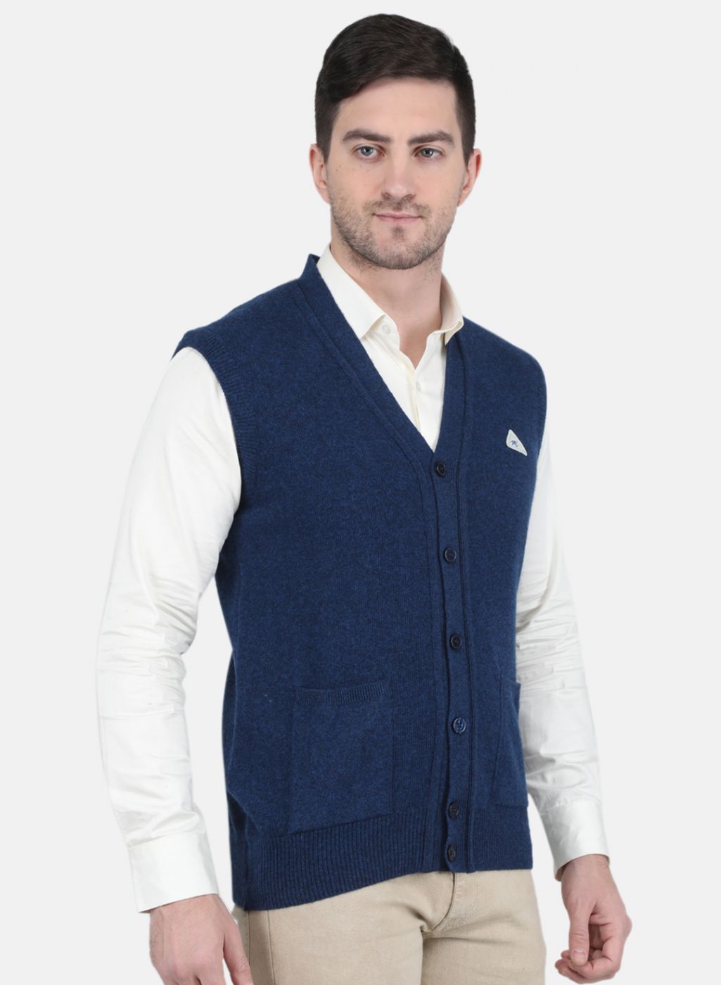 Men Blue Solid Cardigan