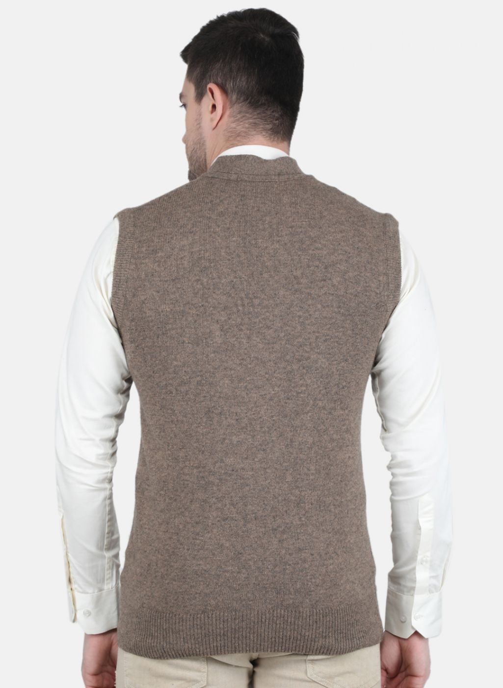 Men Beige Solid Cardigan