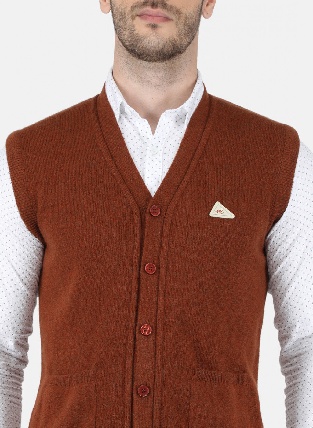 Men Brown Solid Cardigan