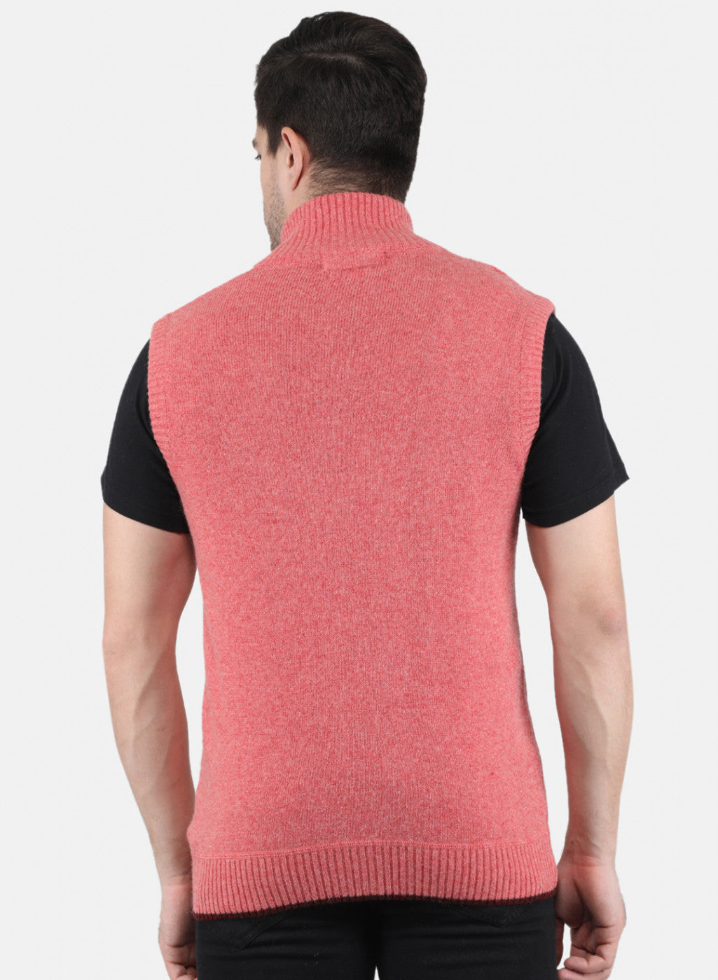 Men Light Red Solid Sweater