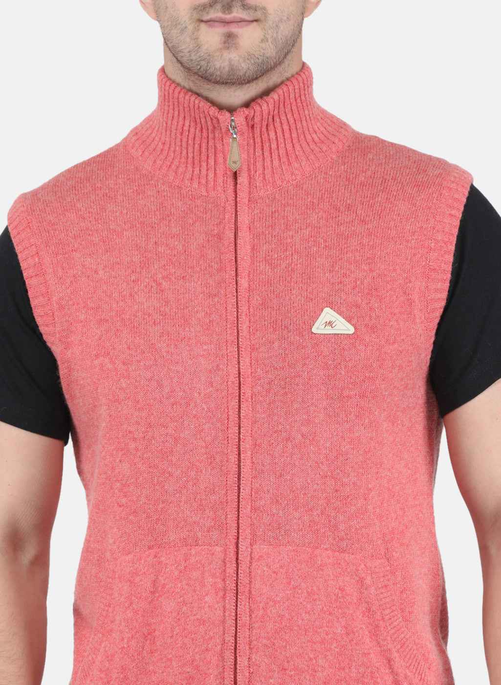 Men Light Red Solid Sweater