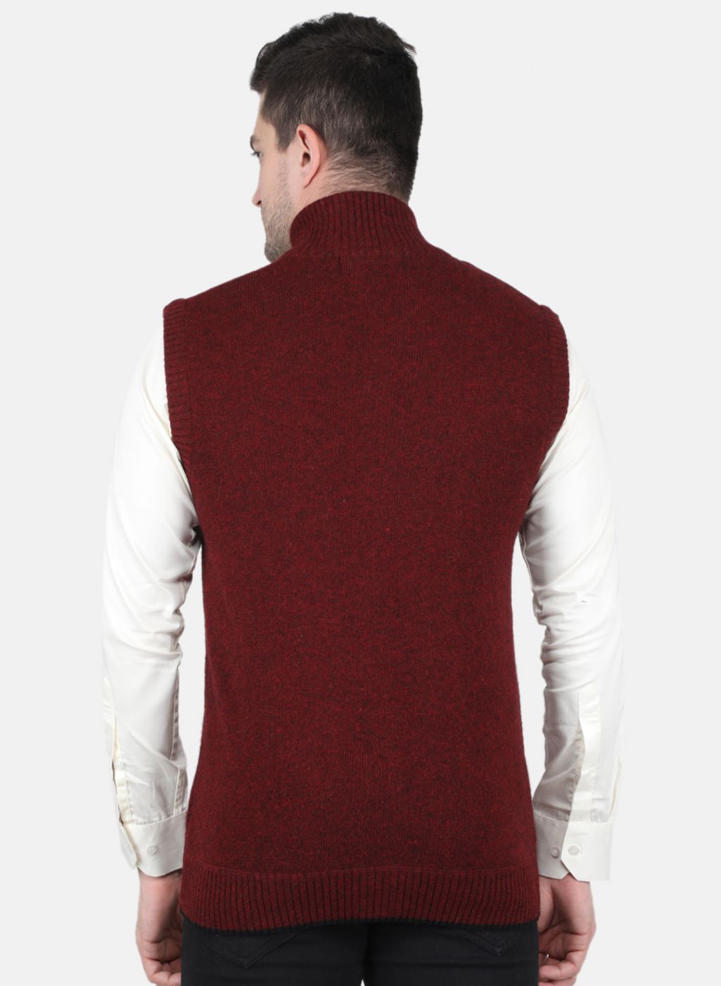 Men Maroon Solid Sweater