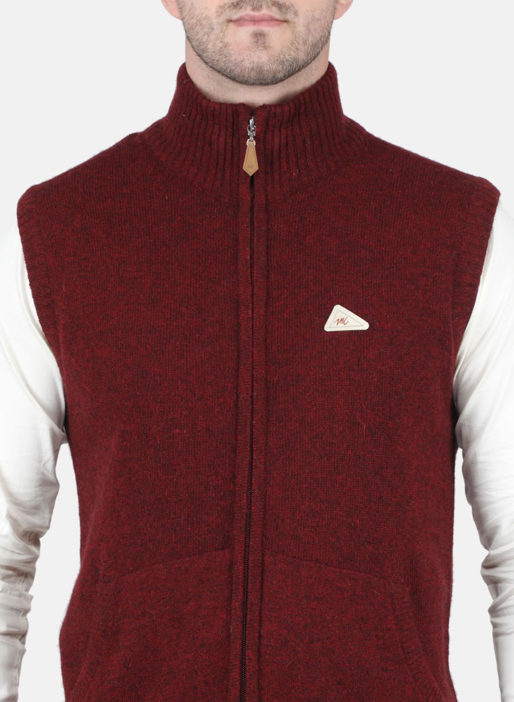 Men Maroon Solid Sweater