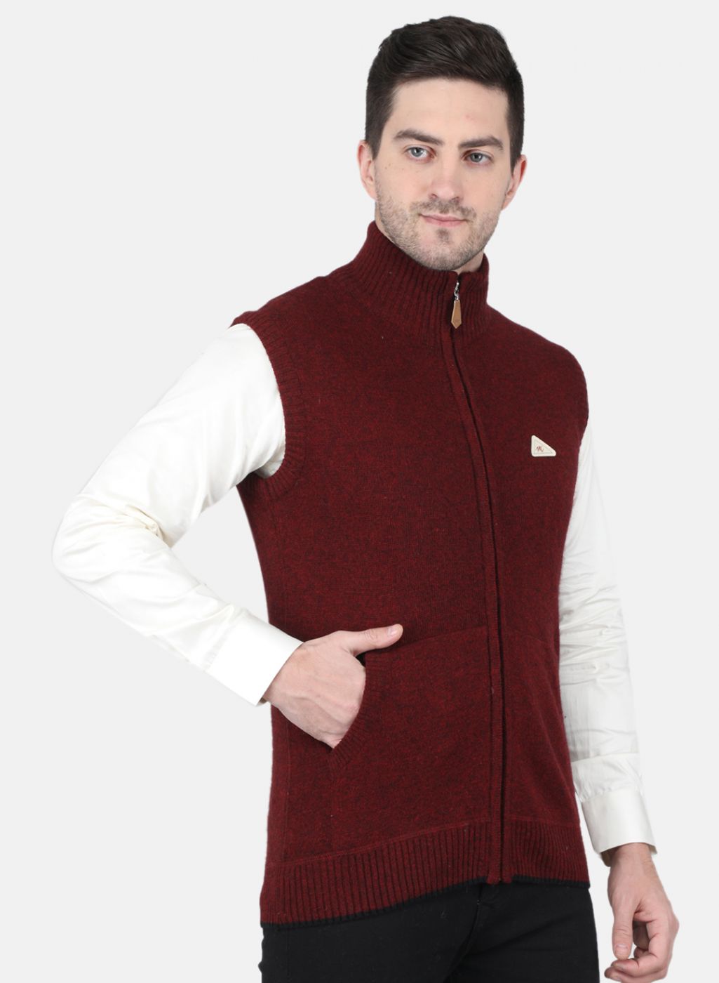 Men Maroon Solid Sweater