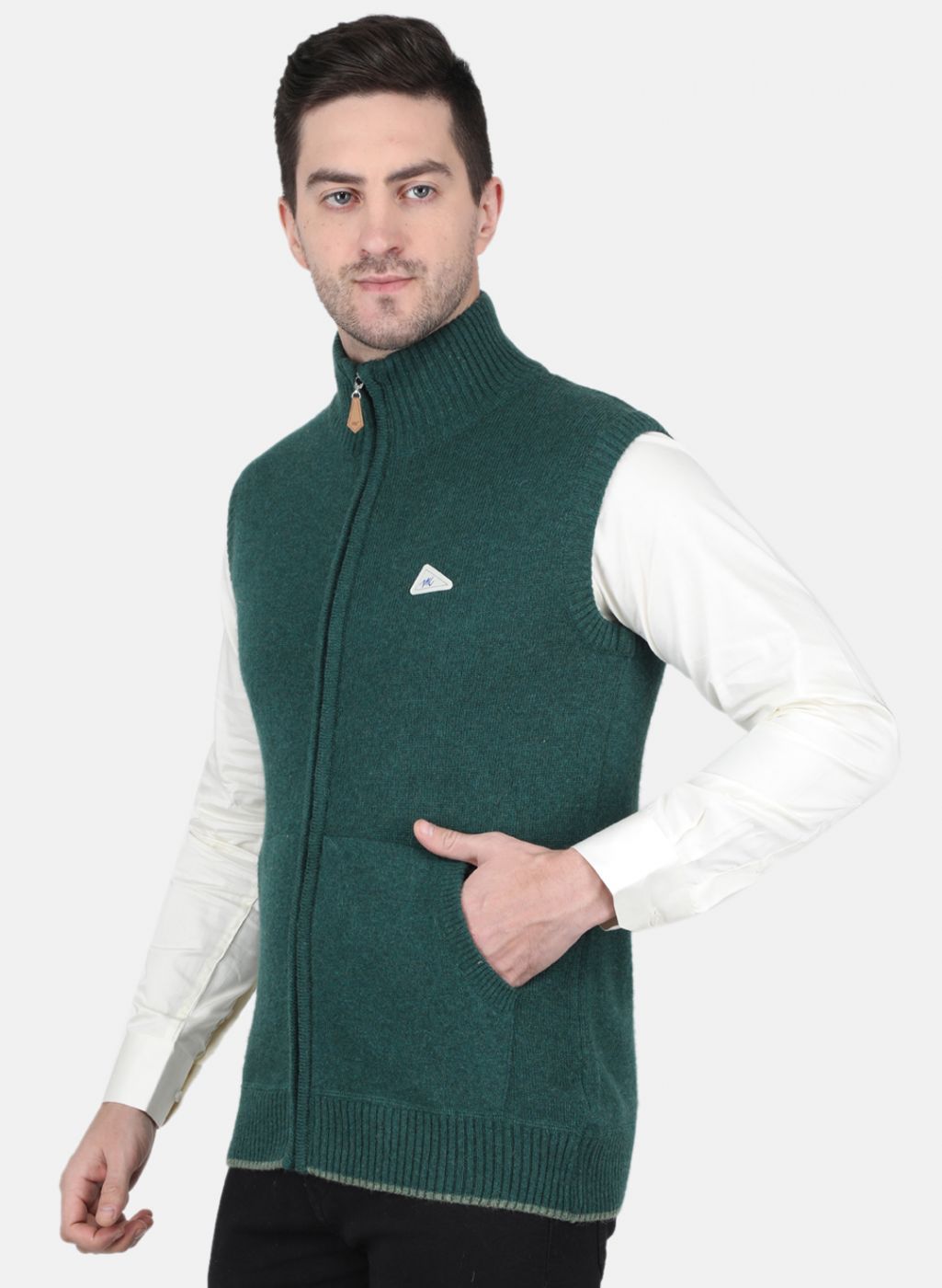 Men Green Solid Sweater