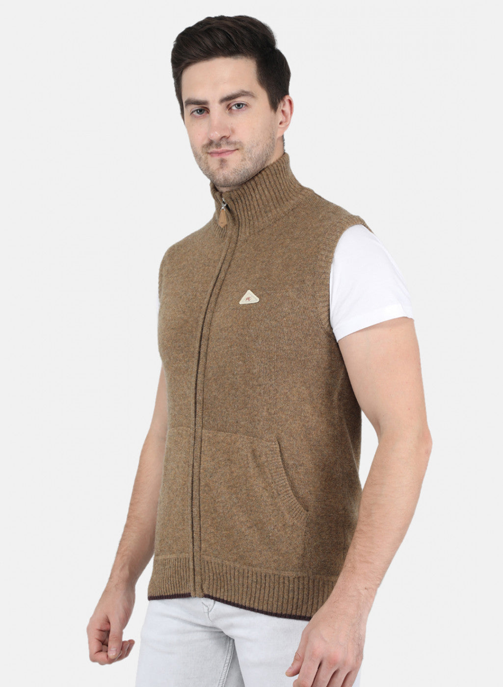 Men Light Brown Solid Sweater