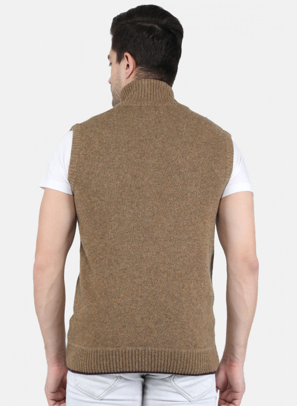 Men Light Brown Solid Sweater