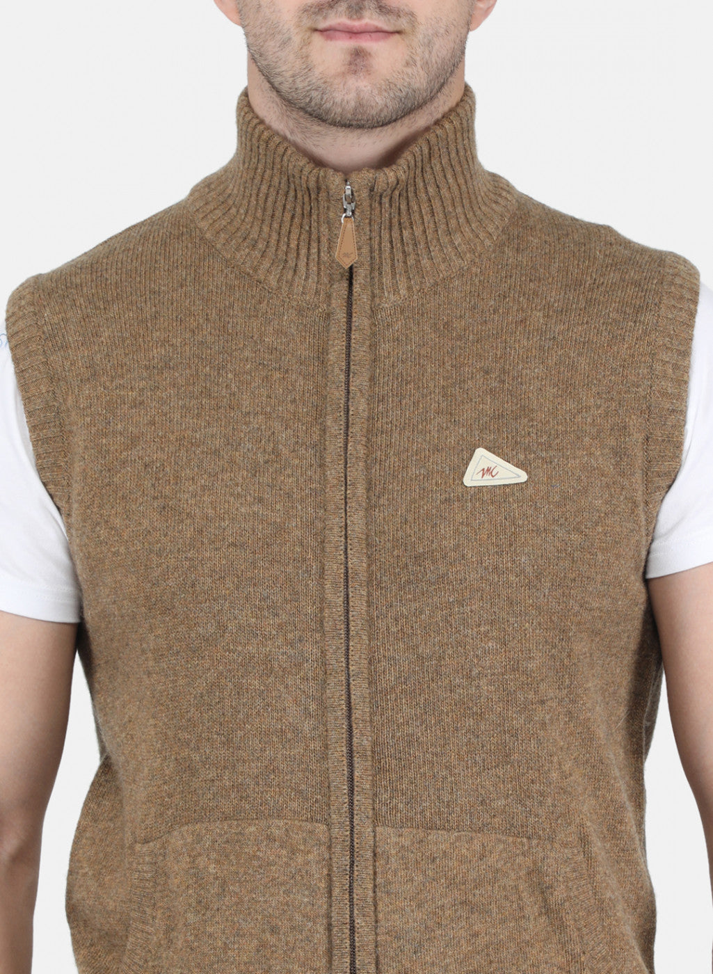 Men Light Brown Solid Sweater