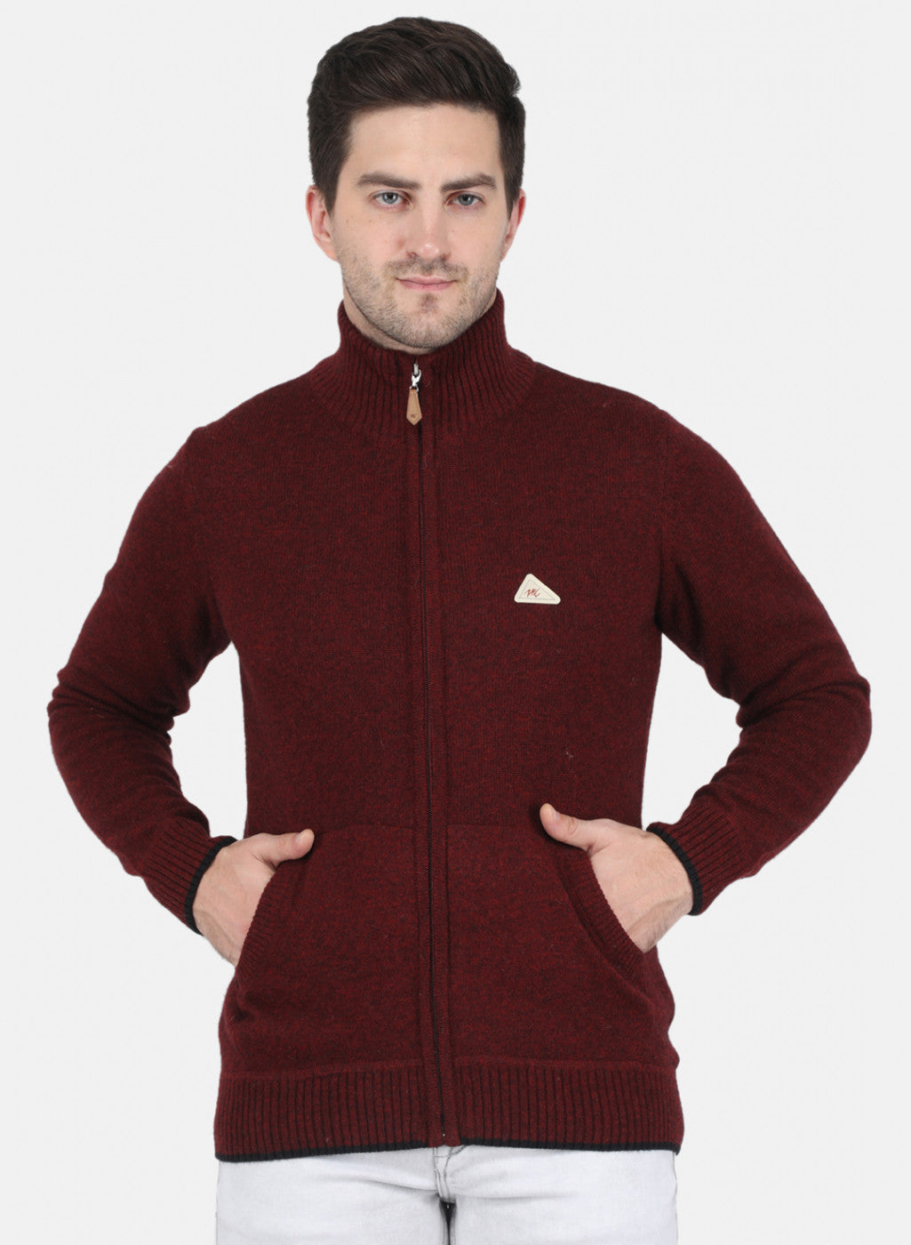 Men Maroon Solid Pullover