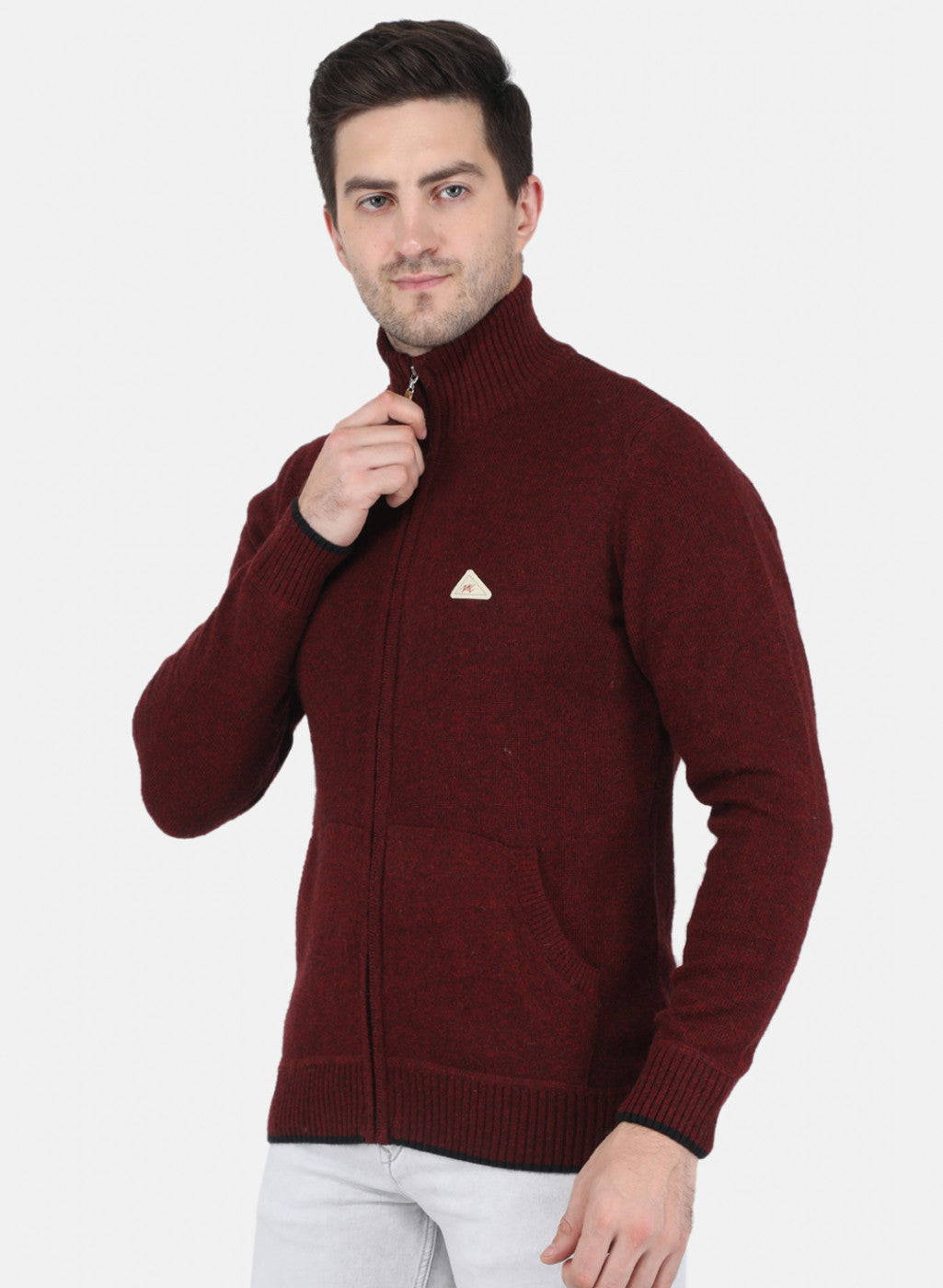 Men Maroon Solid Pullover