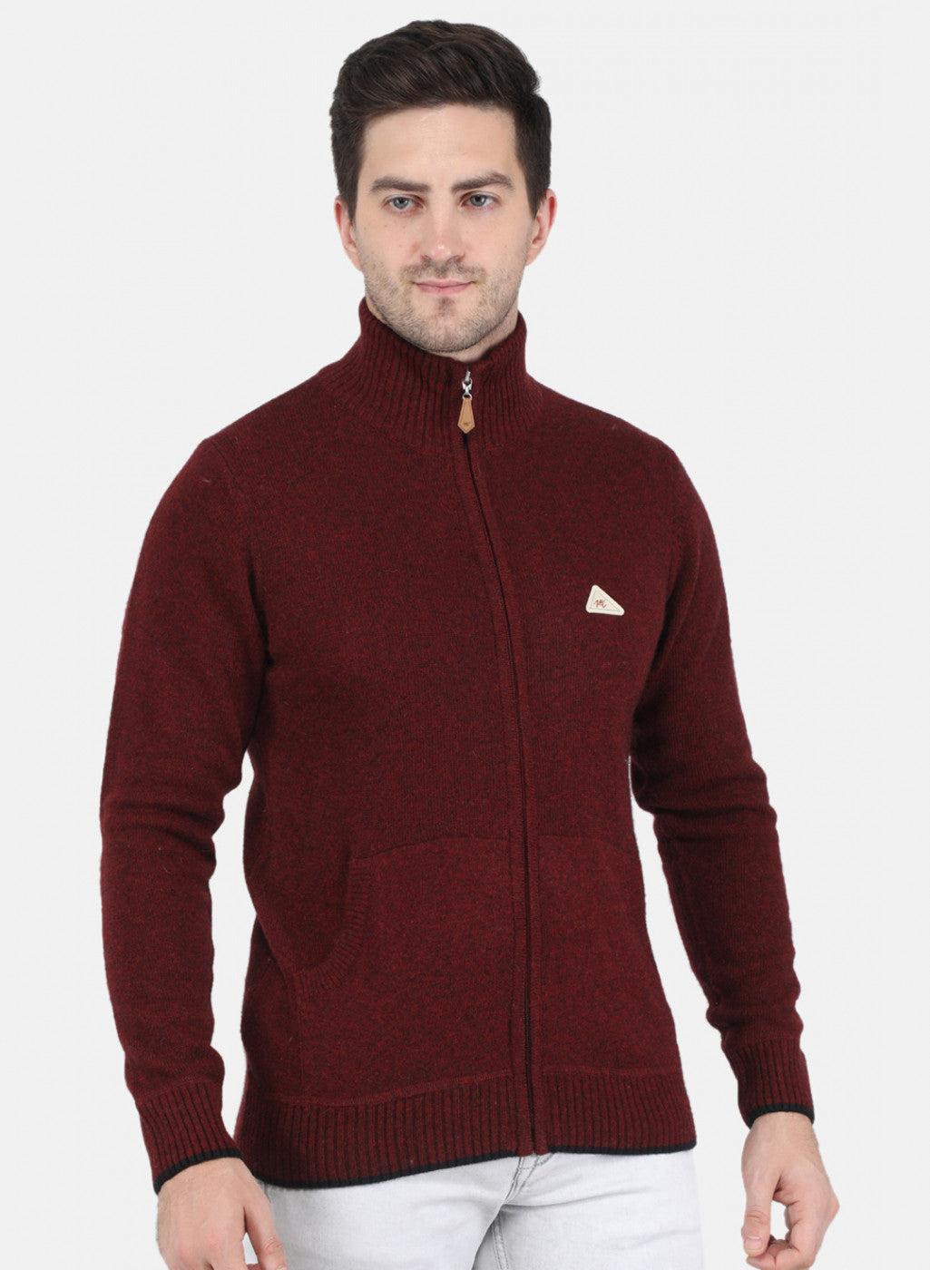 Men Maroon Solid Pullover