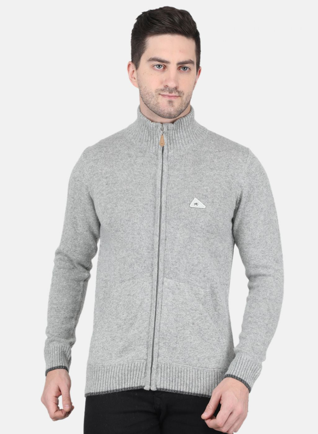 Men Grey Solid Pullover