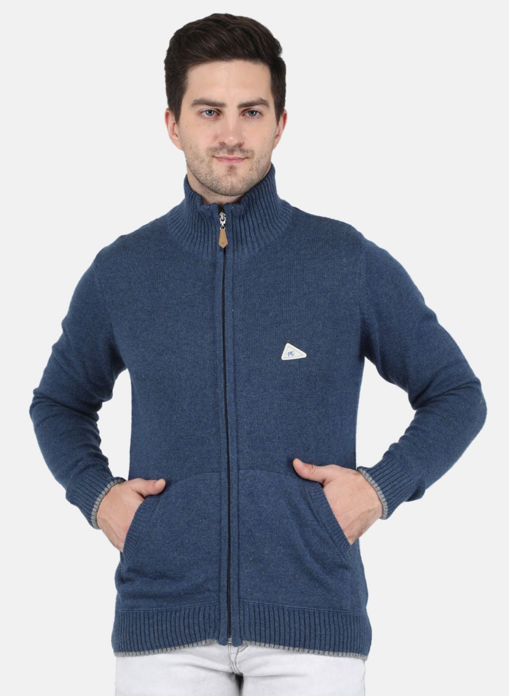 Men Blue Solid Pullover