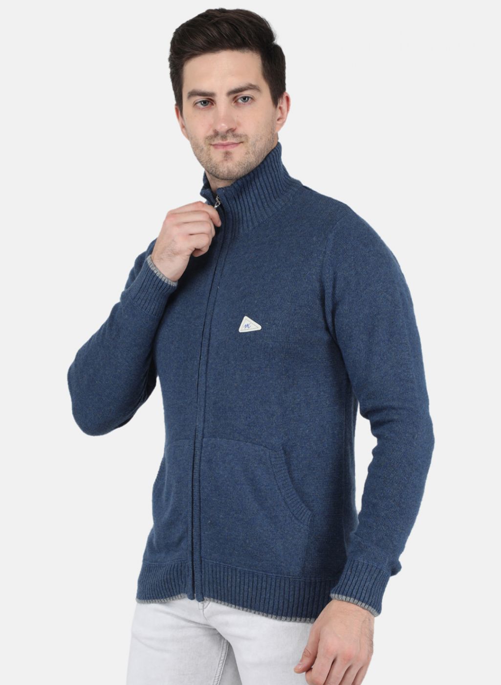 Men Blue Solid Pullover