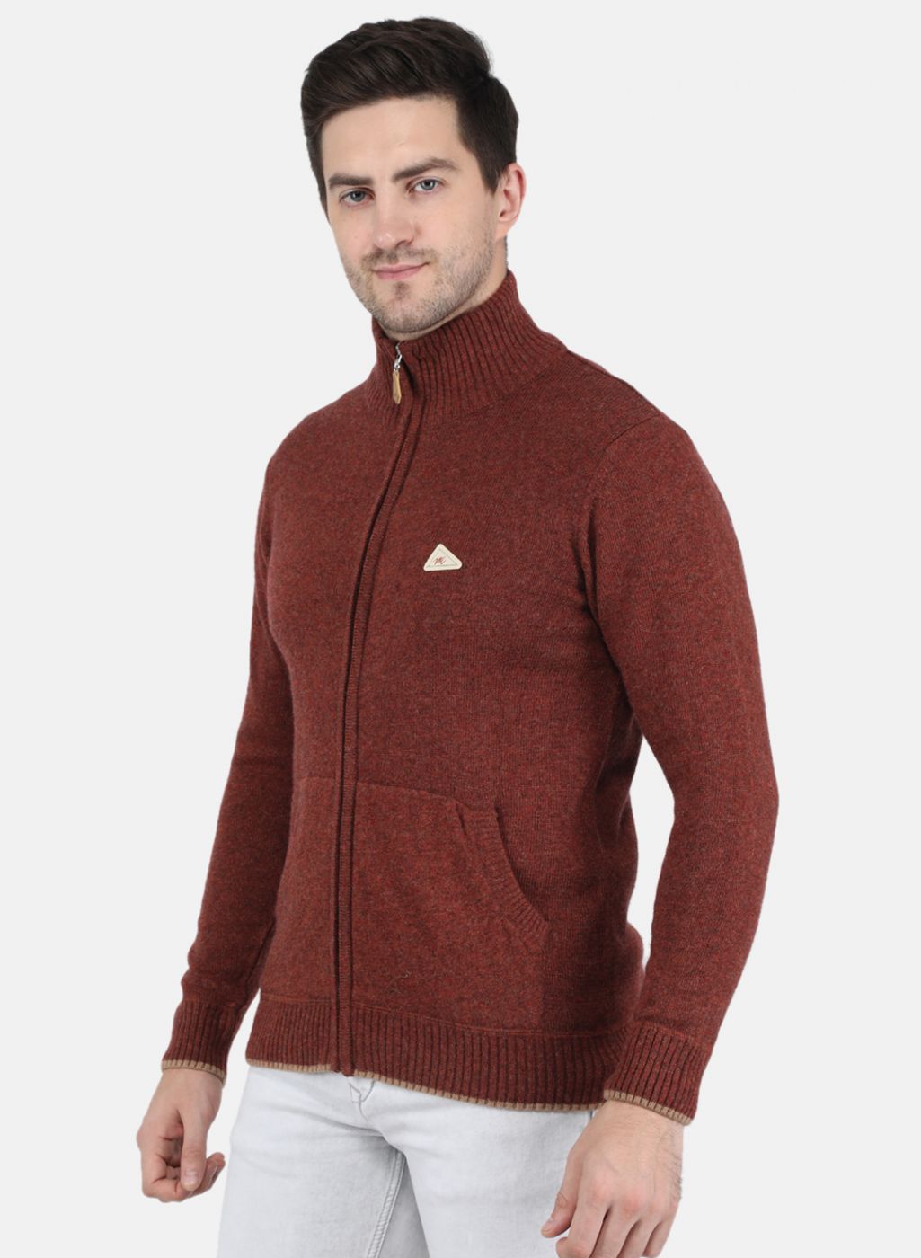 Men Brown Solid Pullover