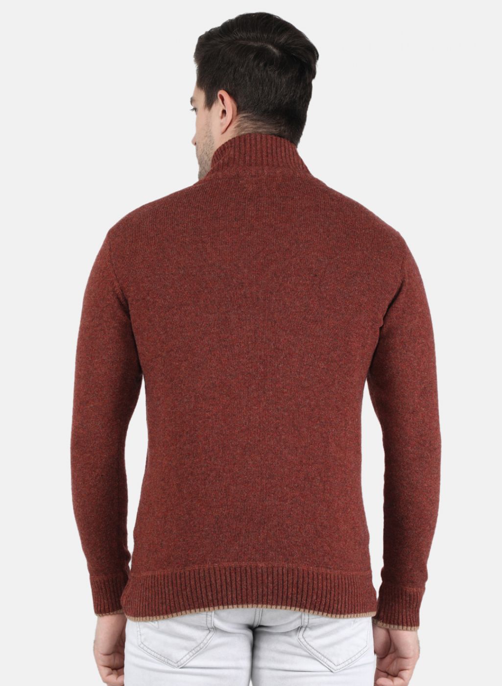 Men Brown Solid Pullover