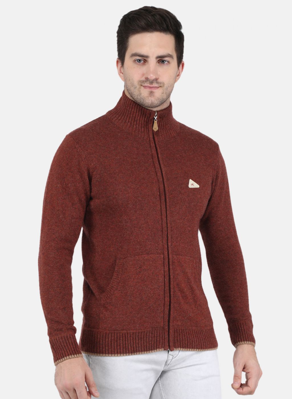 Men Brown Solid Pullover