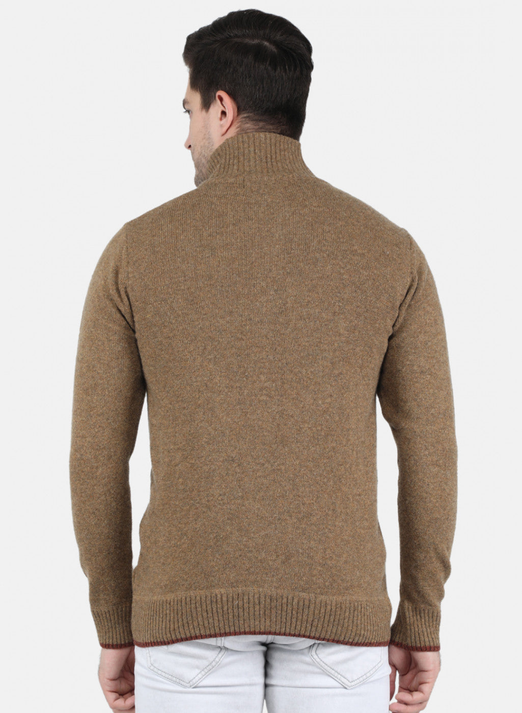 Men Brown Solid Pullover