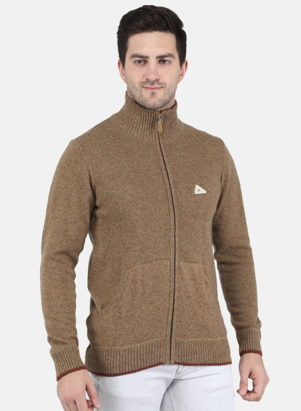 Men Brown Solid Pullover