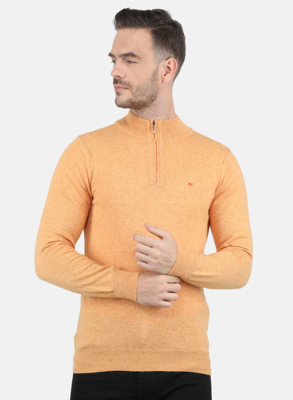 Men Orange Solid Pullover