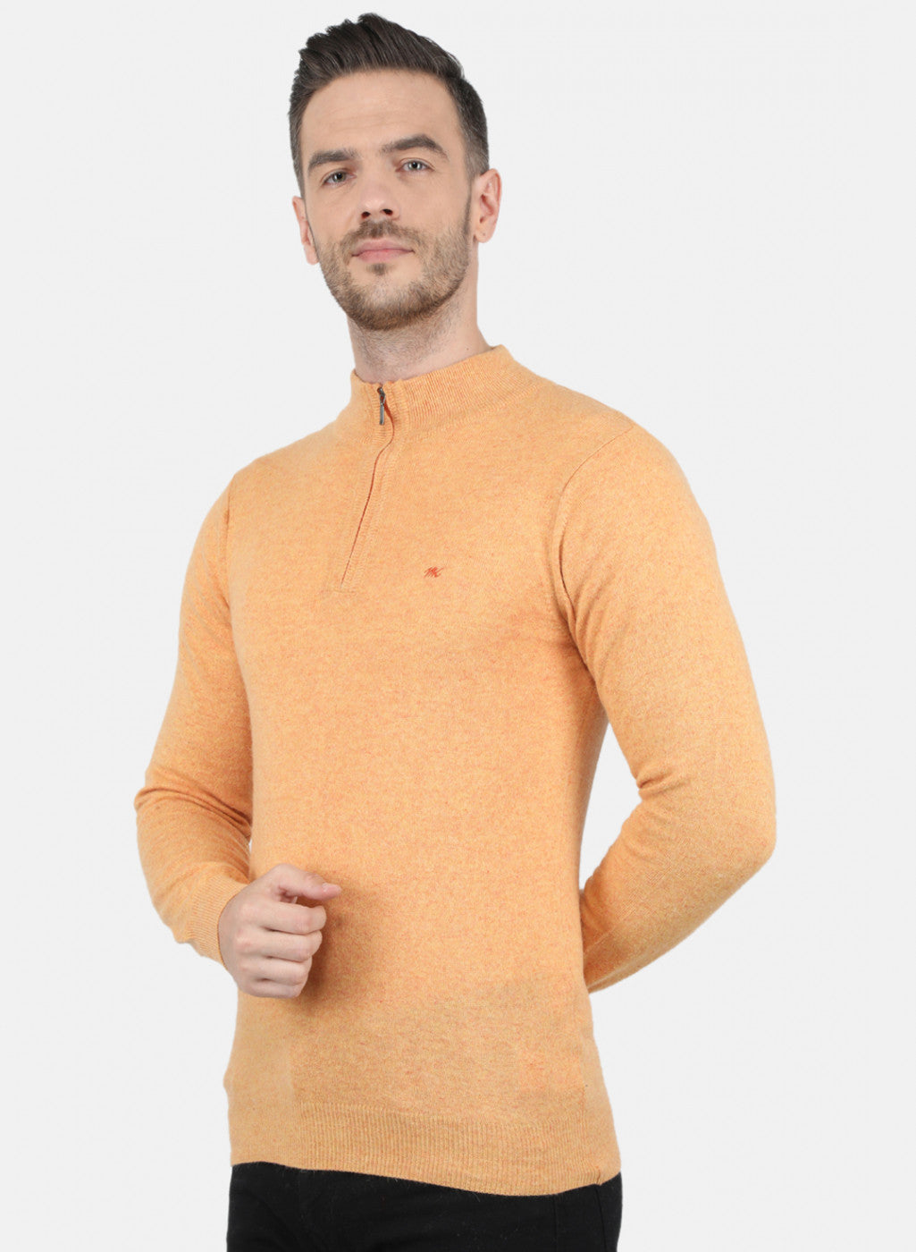 Men Orange Solid Pullover