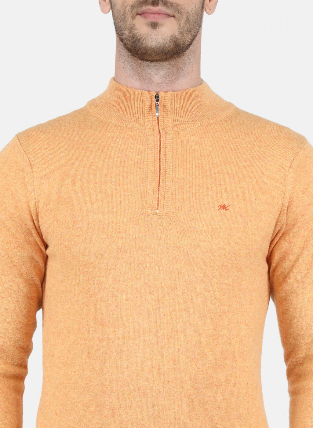 Men Orange Solid Pullover