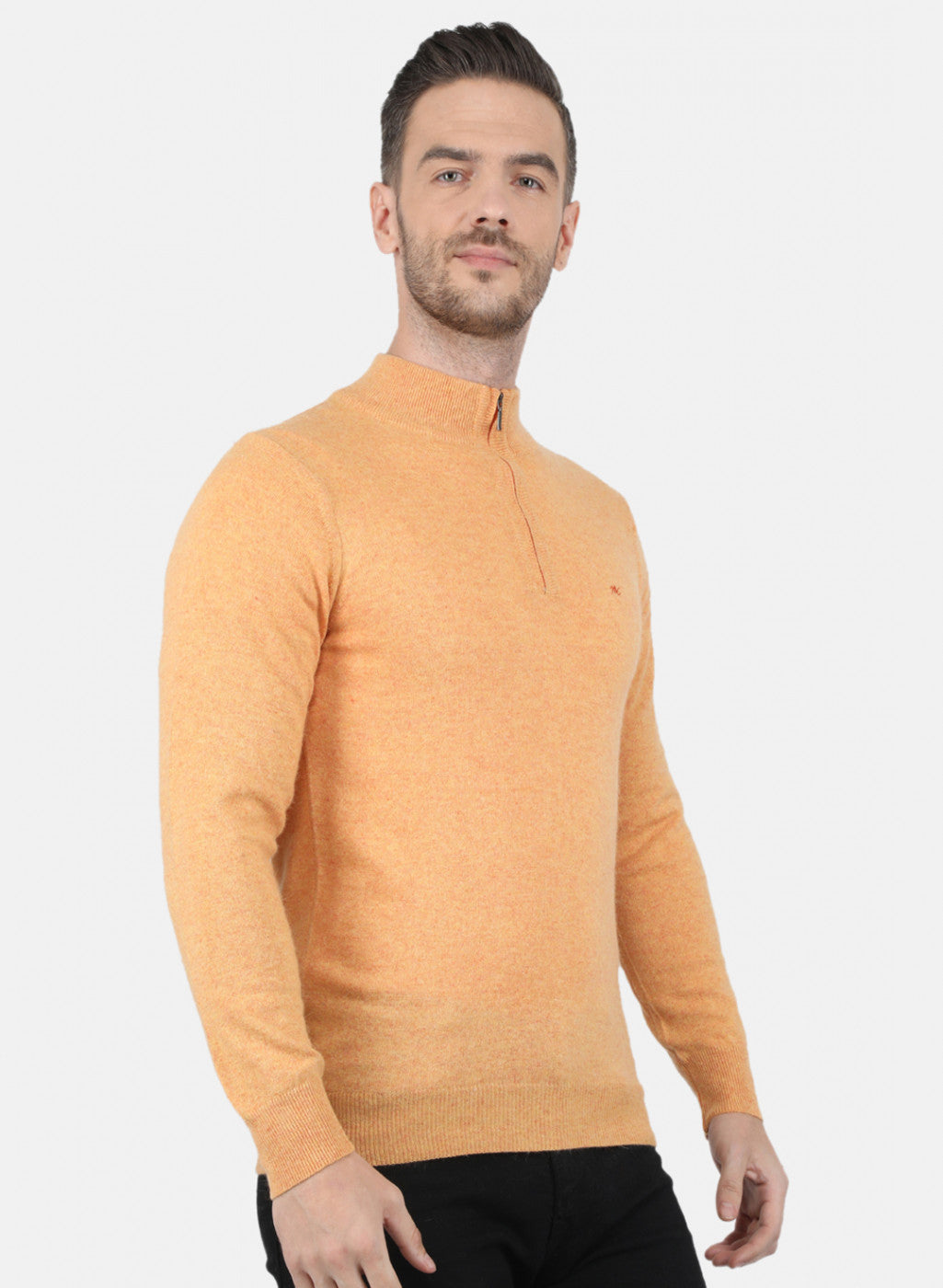 Men Orange Solid Pullover