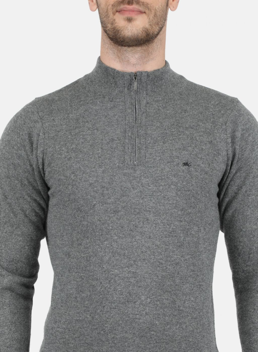 Men Grey Solid Pullover