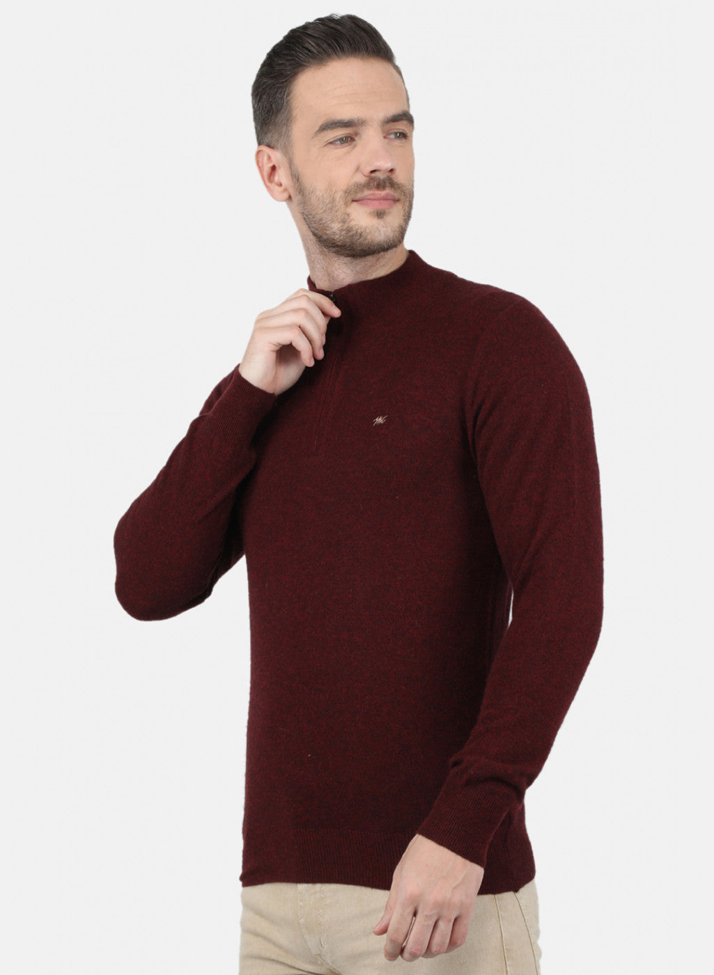 Men Maroon Solid Pullover