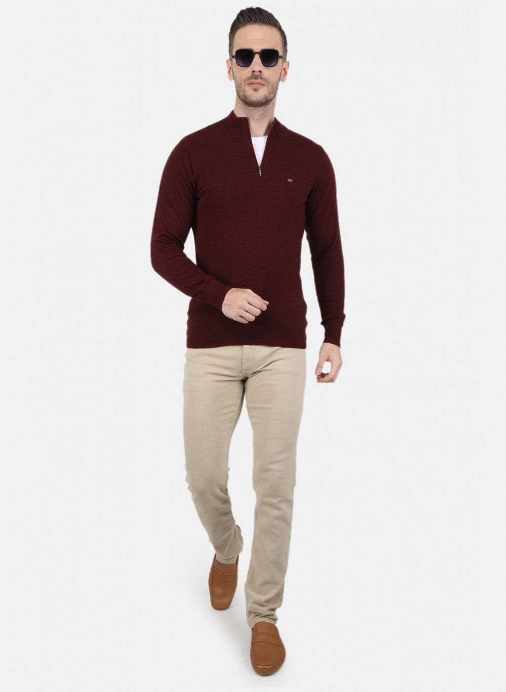 Men Maroon Solid Pullover