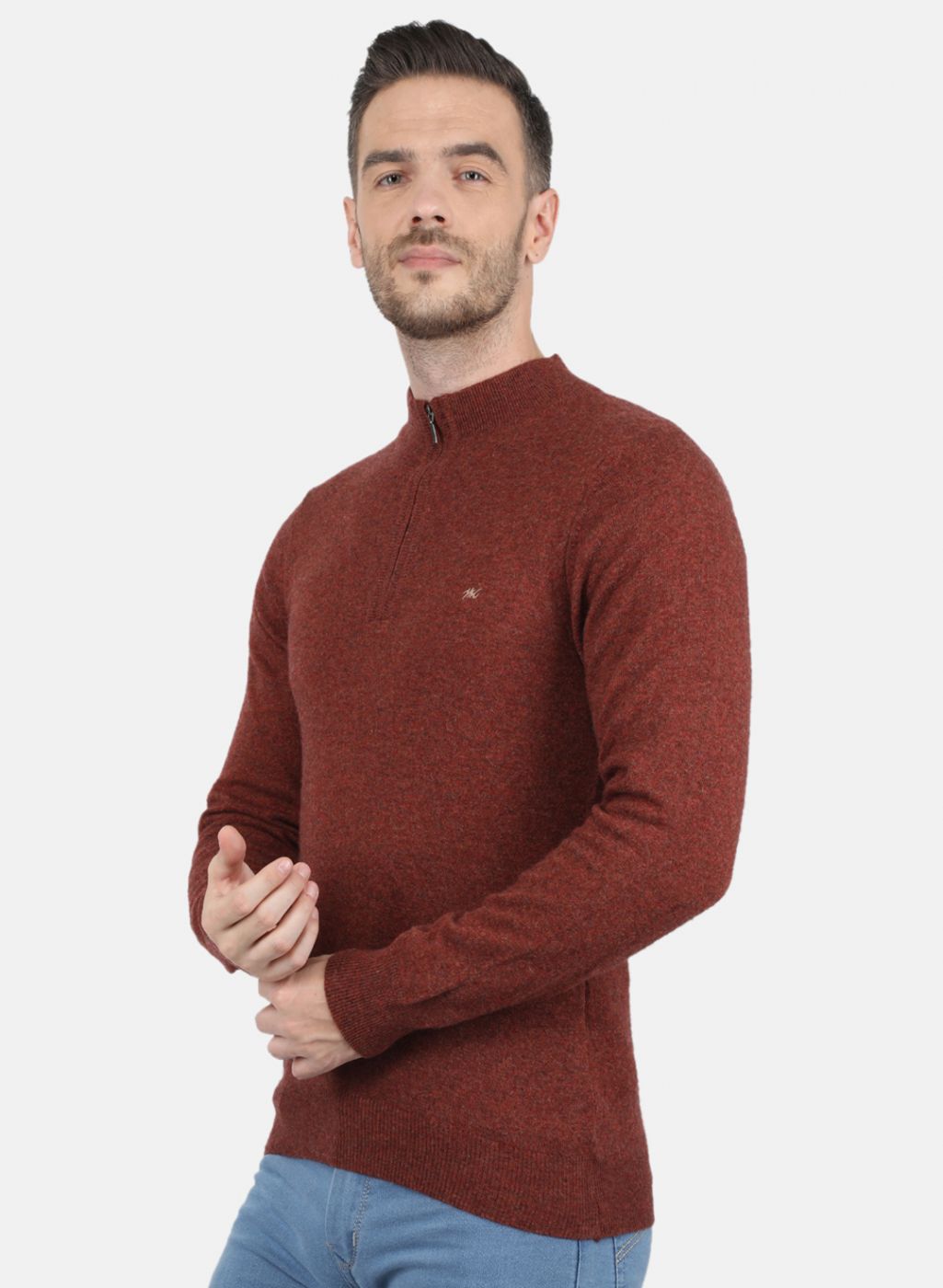 Men Brown Solid Pullover