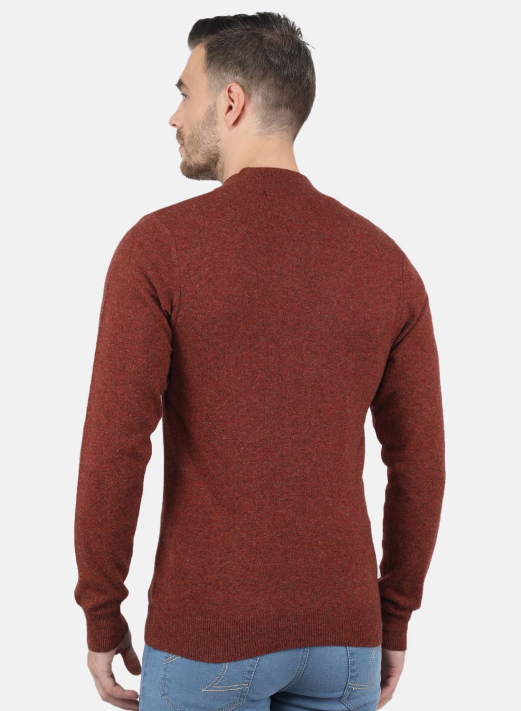 Men Brown Solid Pullover