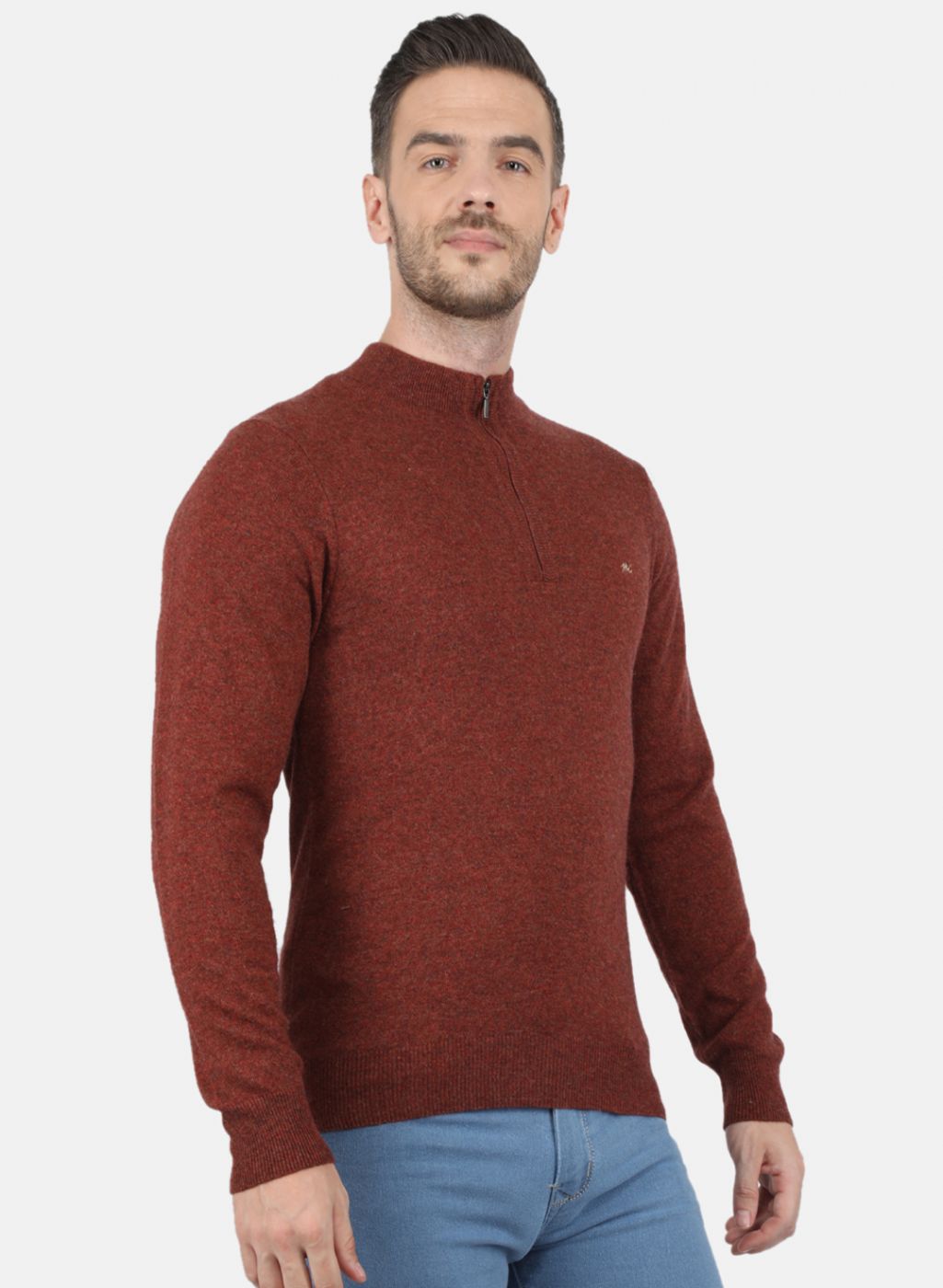 Men Brown Solid Pullover