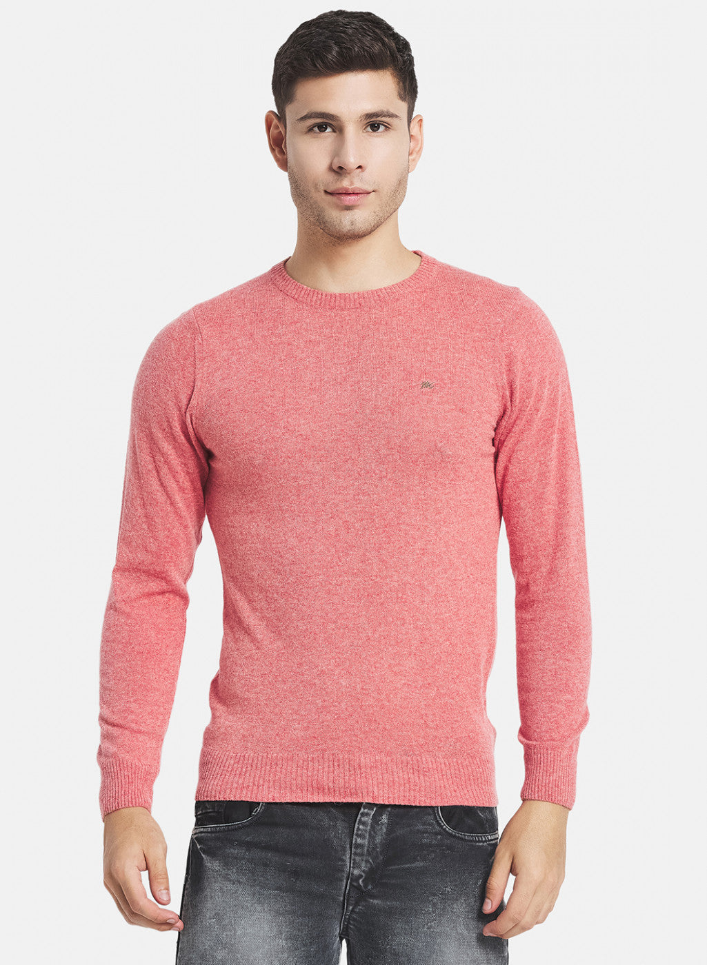 Men Light Red Solid Pullover