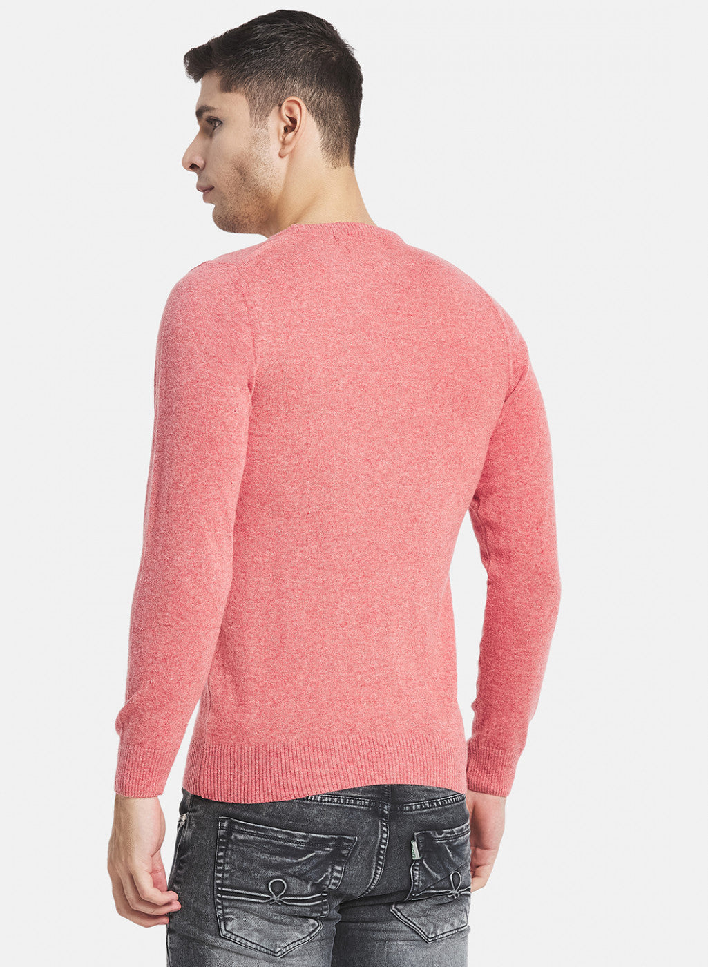 Men Light Red Solid Pullover