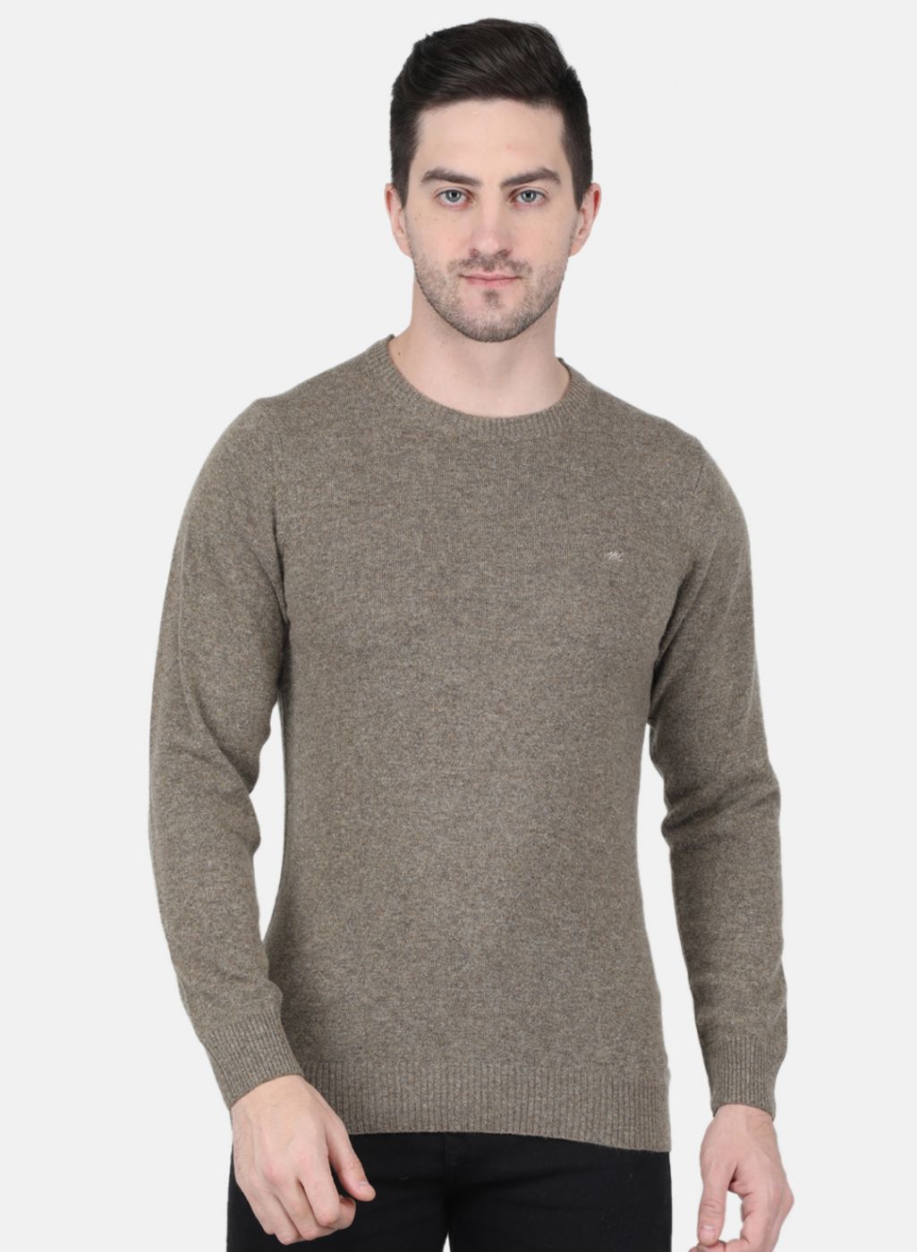 Men Brown Solid Pullover