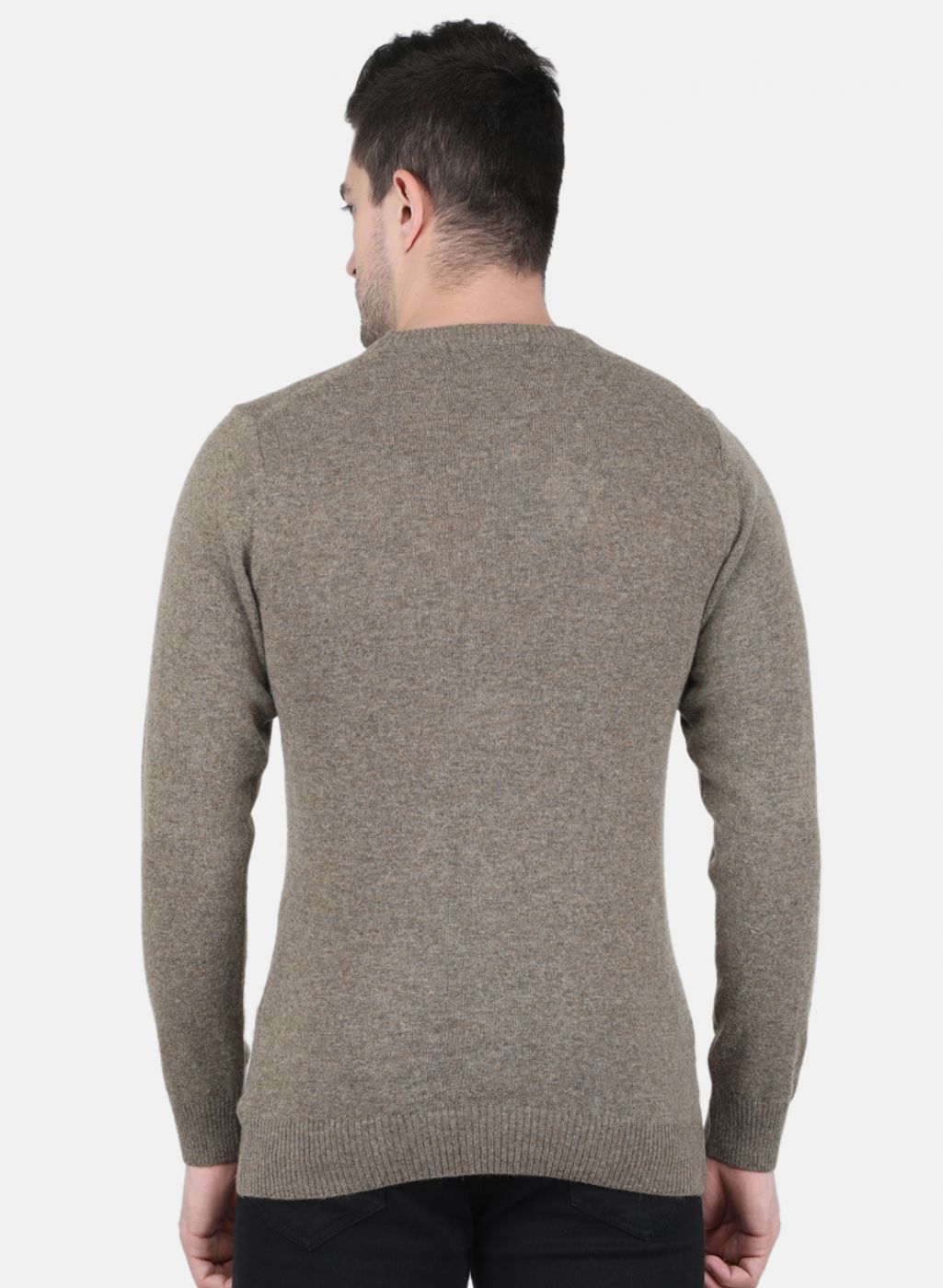 Men Brown Solid Pullover