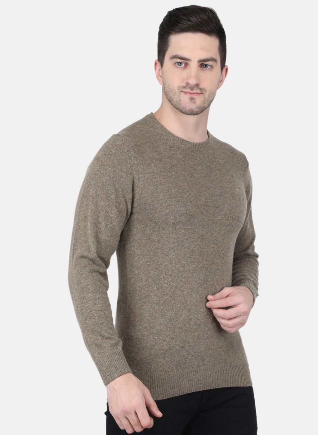 Men Brown Solid Pullover