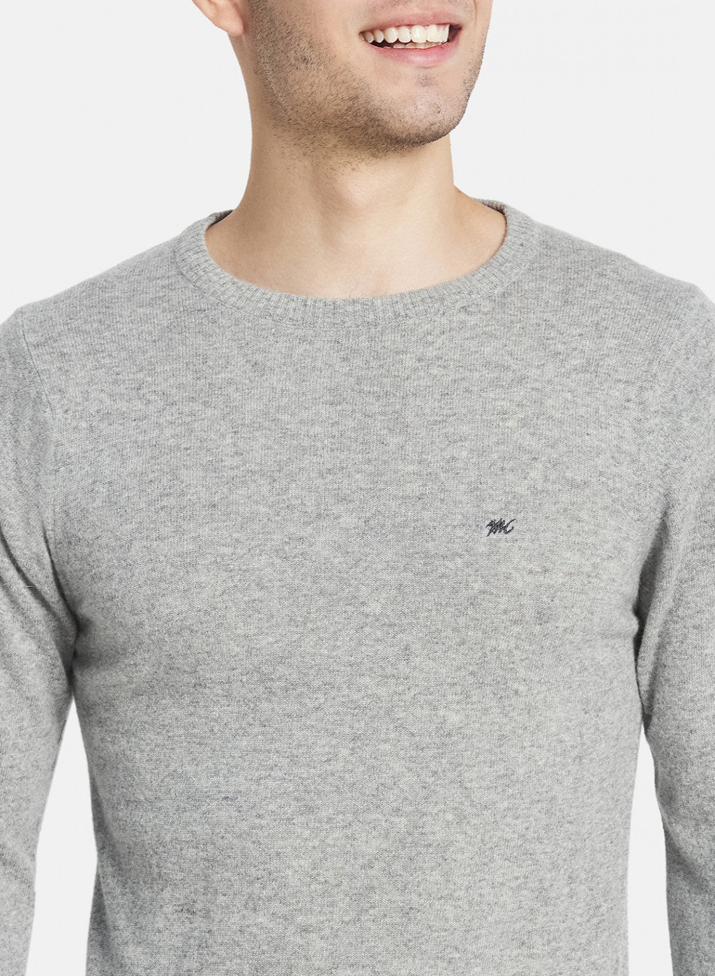 Men Grey Solid Pullover