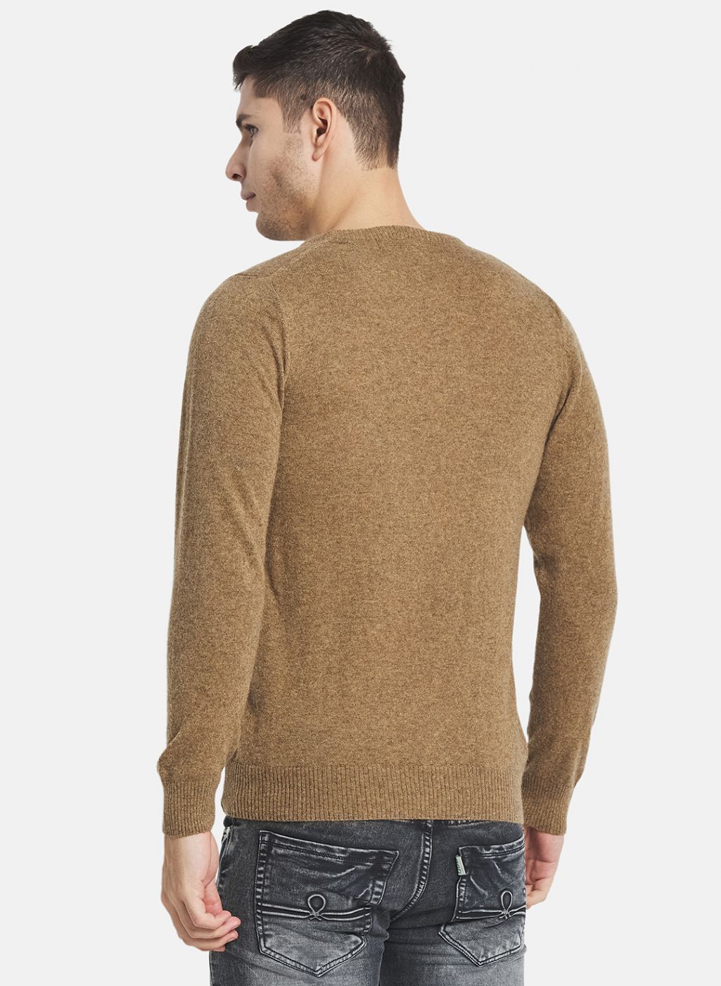 Men Brown Solid Sweater