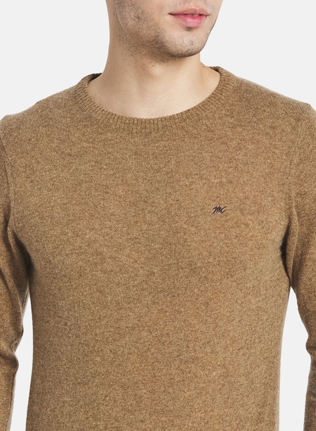 Men Brown Solid Sweater