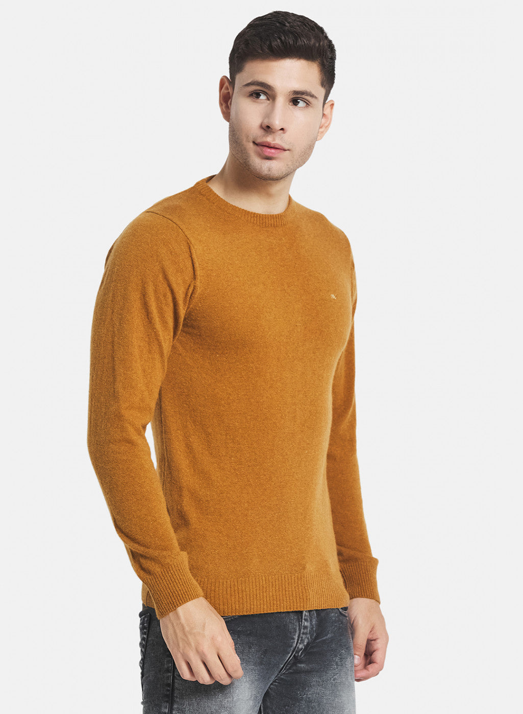 Men Orange Solid Sweater