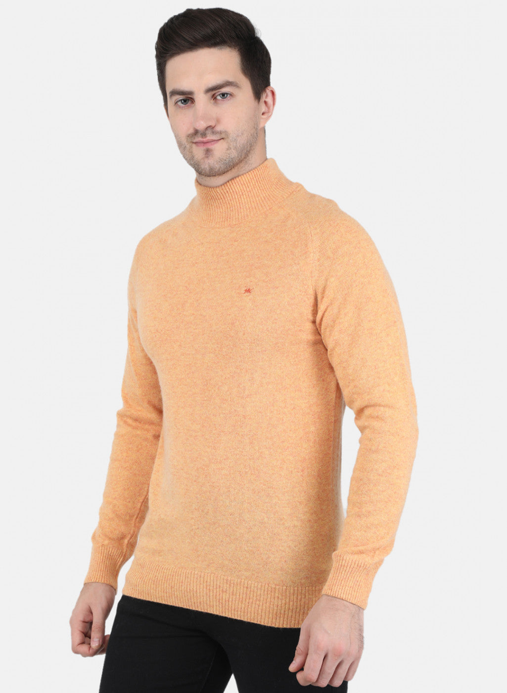 Men Orange Solid Pullover