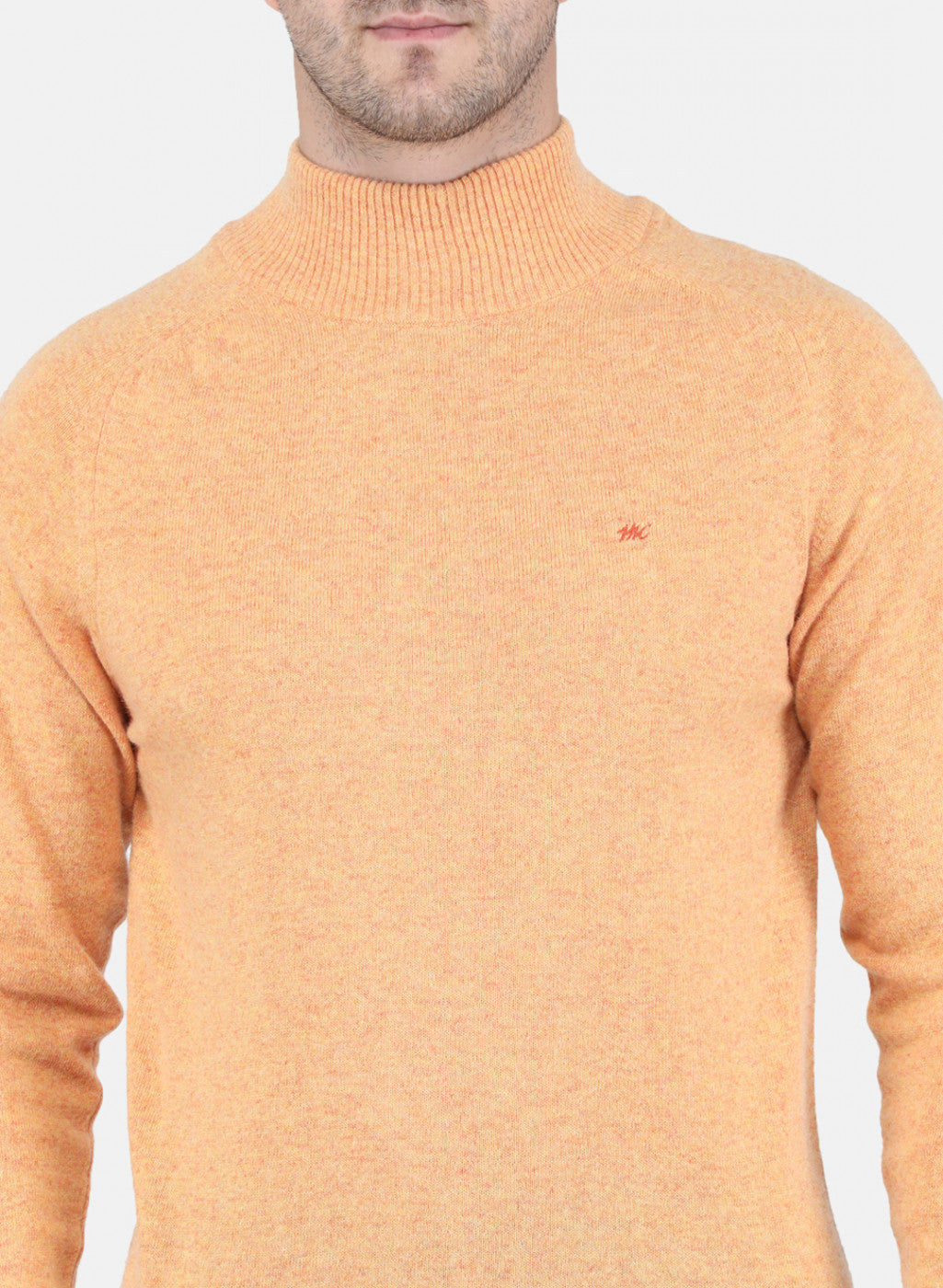 Men Orange Solid Pullover