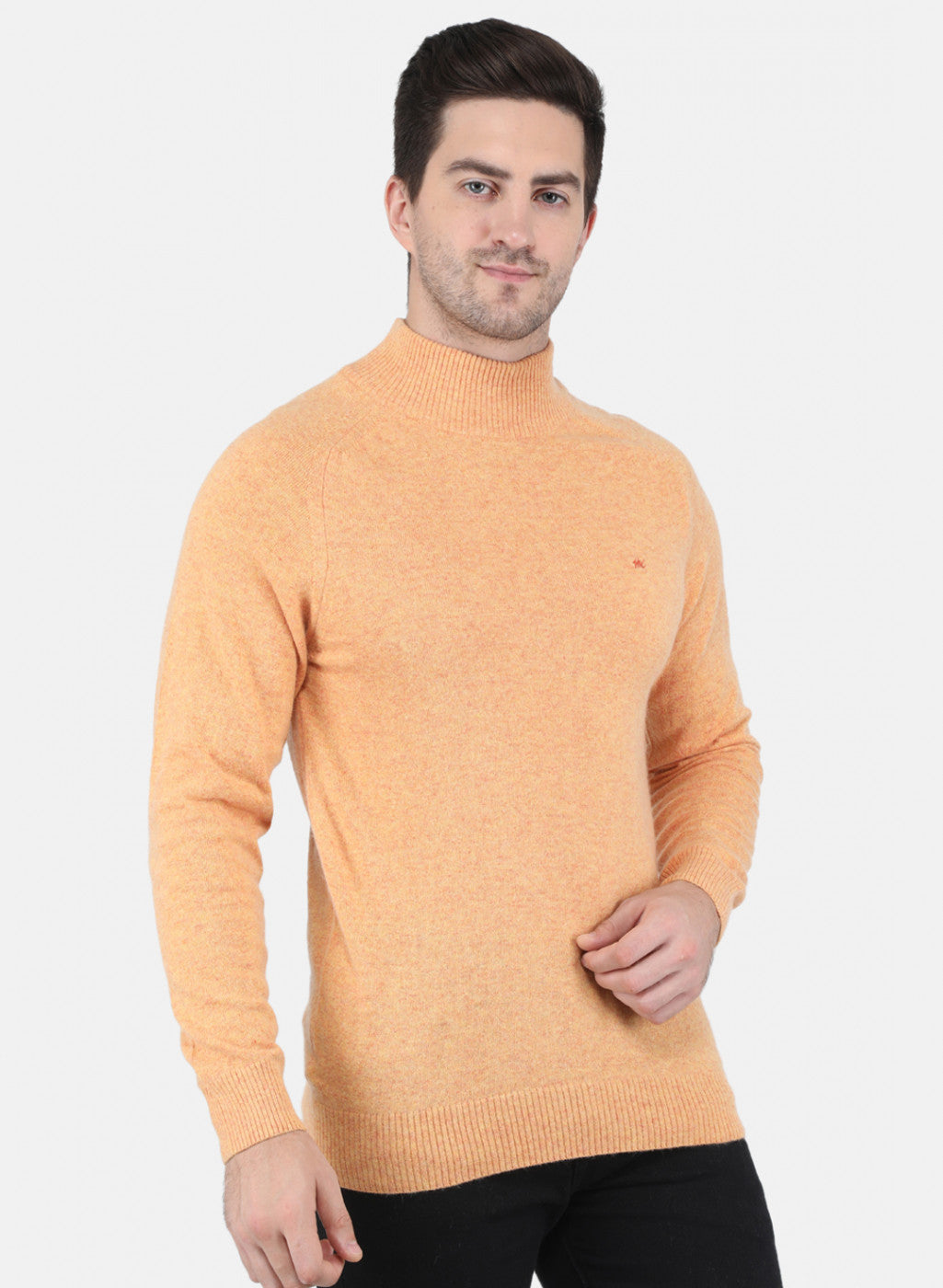 Men Orange Solid Pullover