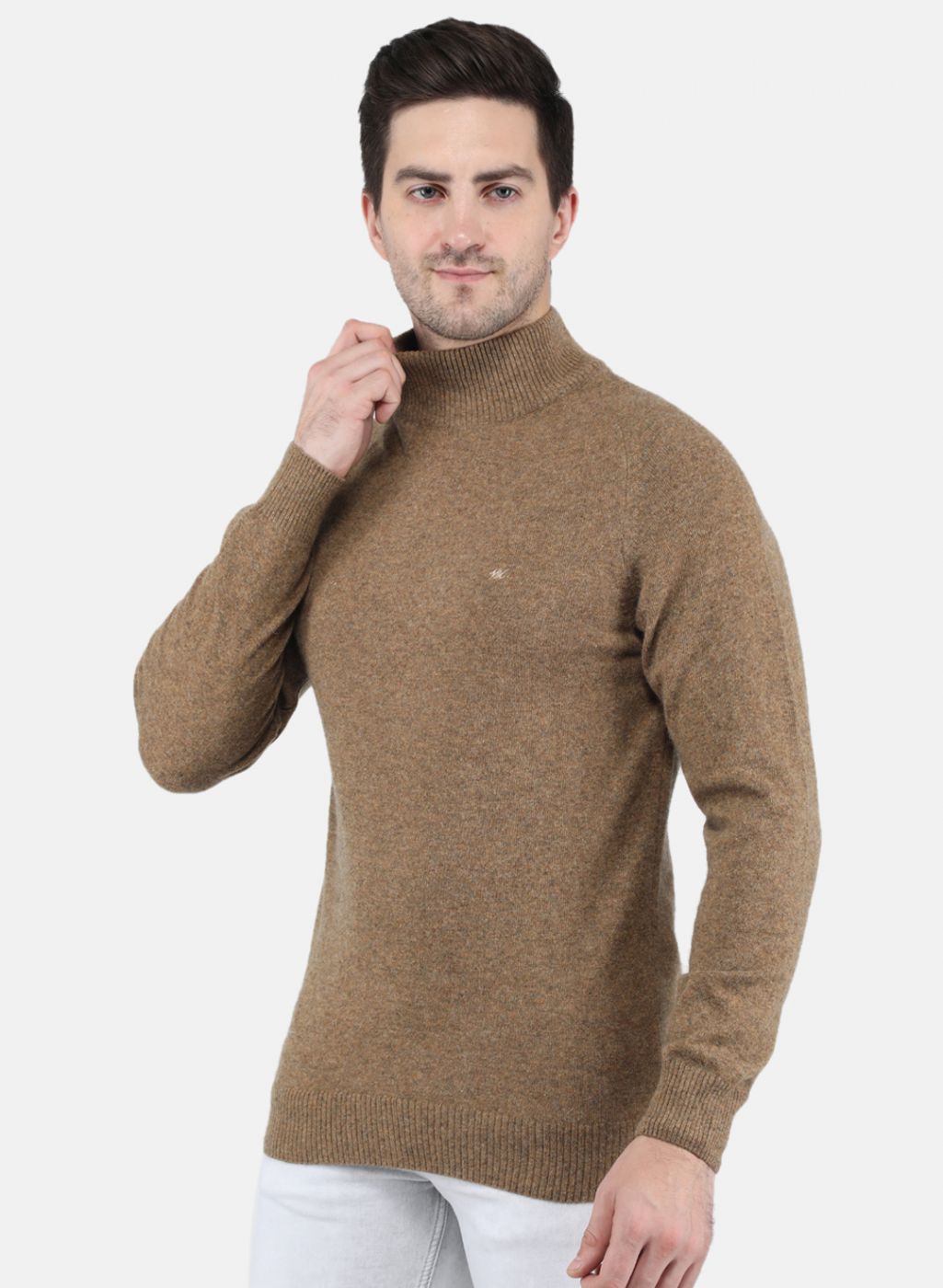 Men Brown Solid Pullover