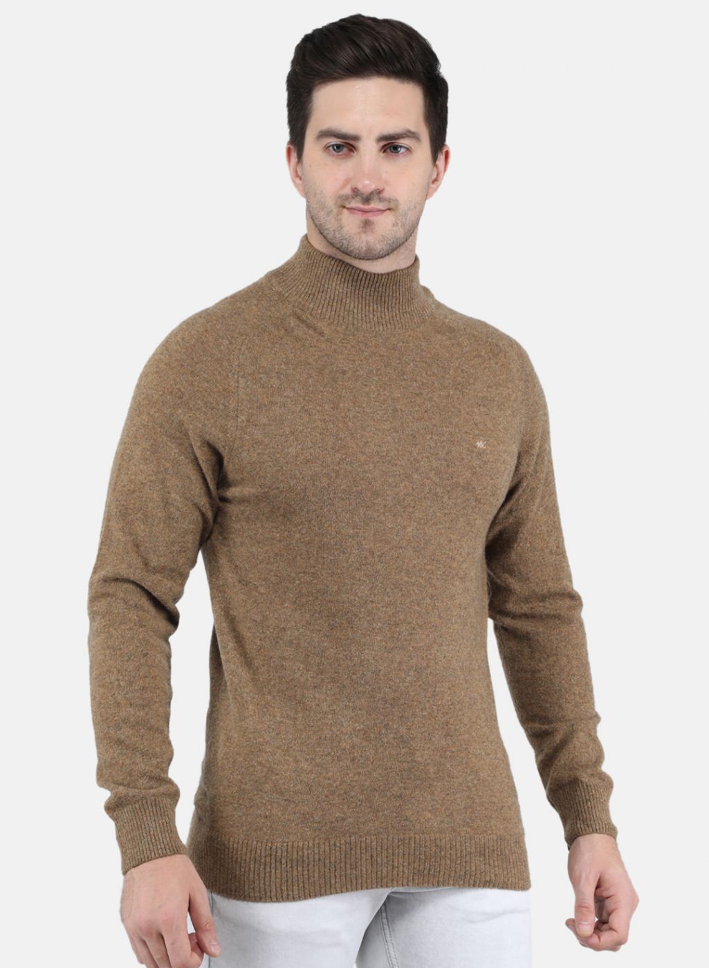 Men Brown Solid Pullover