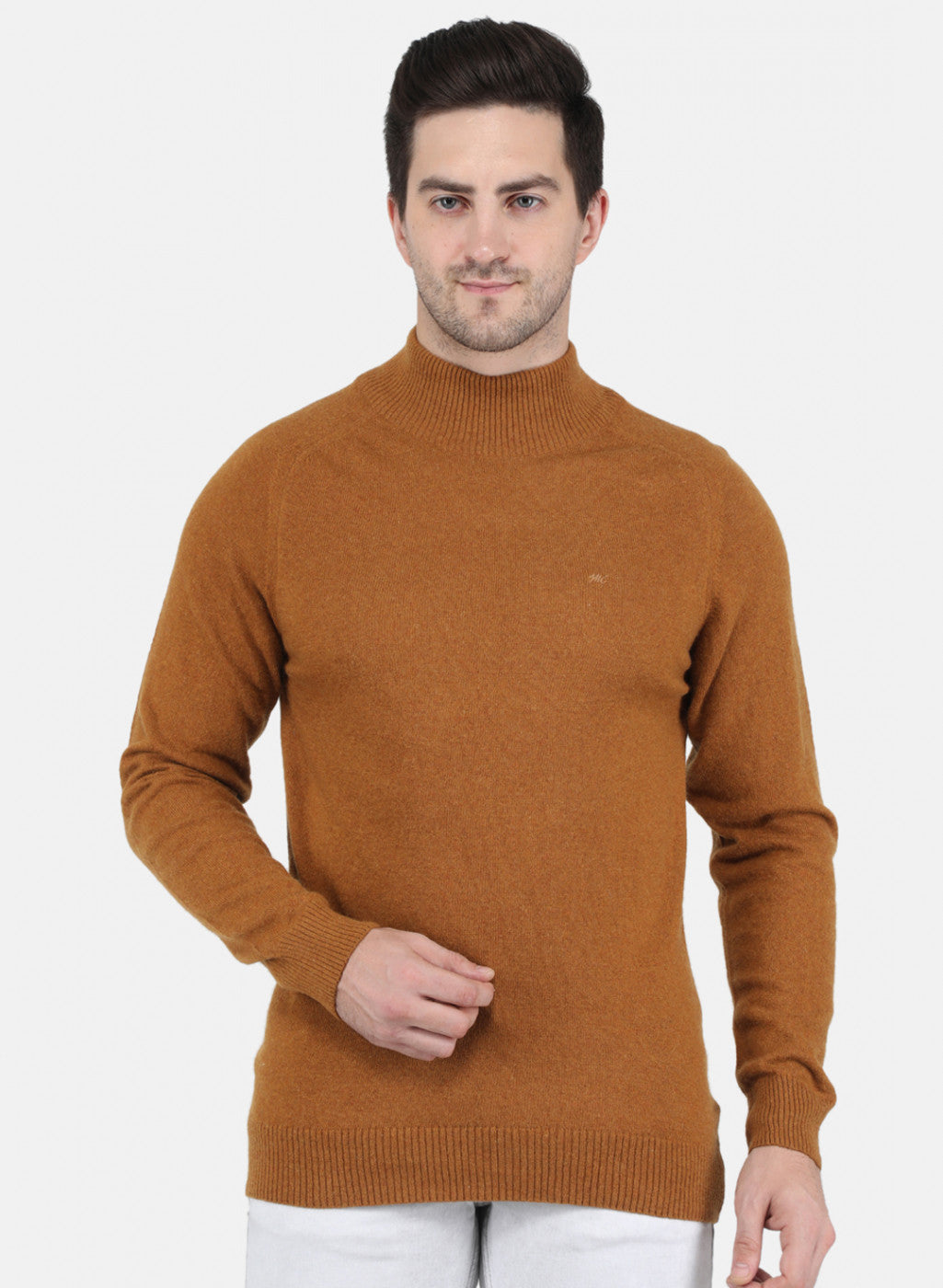 Men Rust Orange Solid Pullover