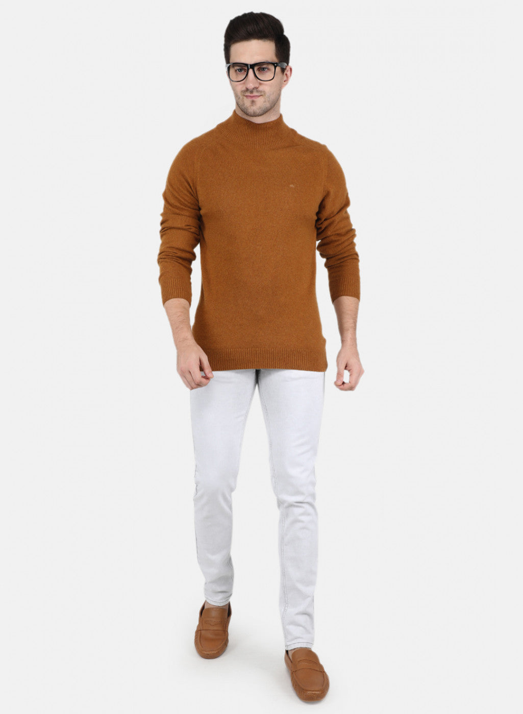 Men Rust Orange Solid Pullover