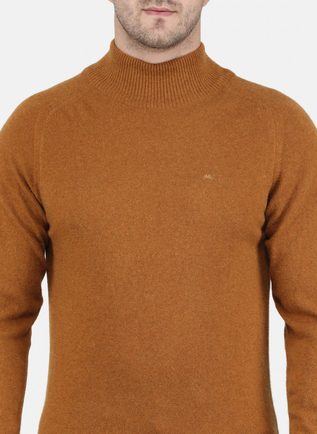 Men Rust Orange Solid Pullover